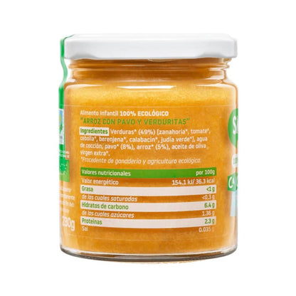 Pack 12x Tarrito Arroz con pavo y verduras Ecológico CA CHI TOS Smileat, 230g