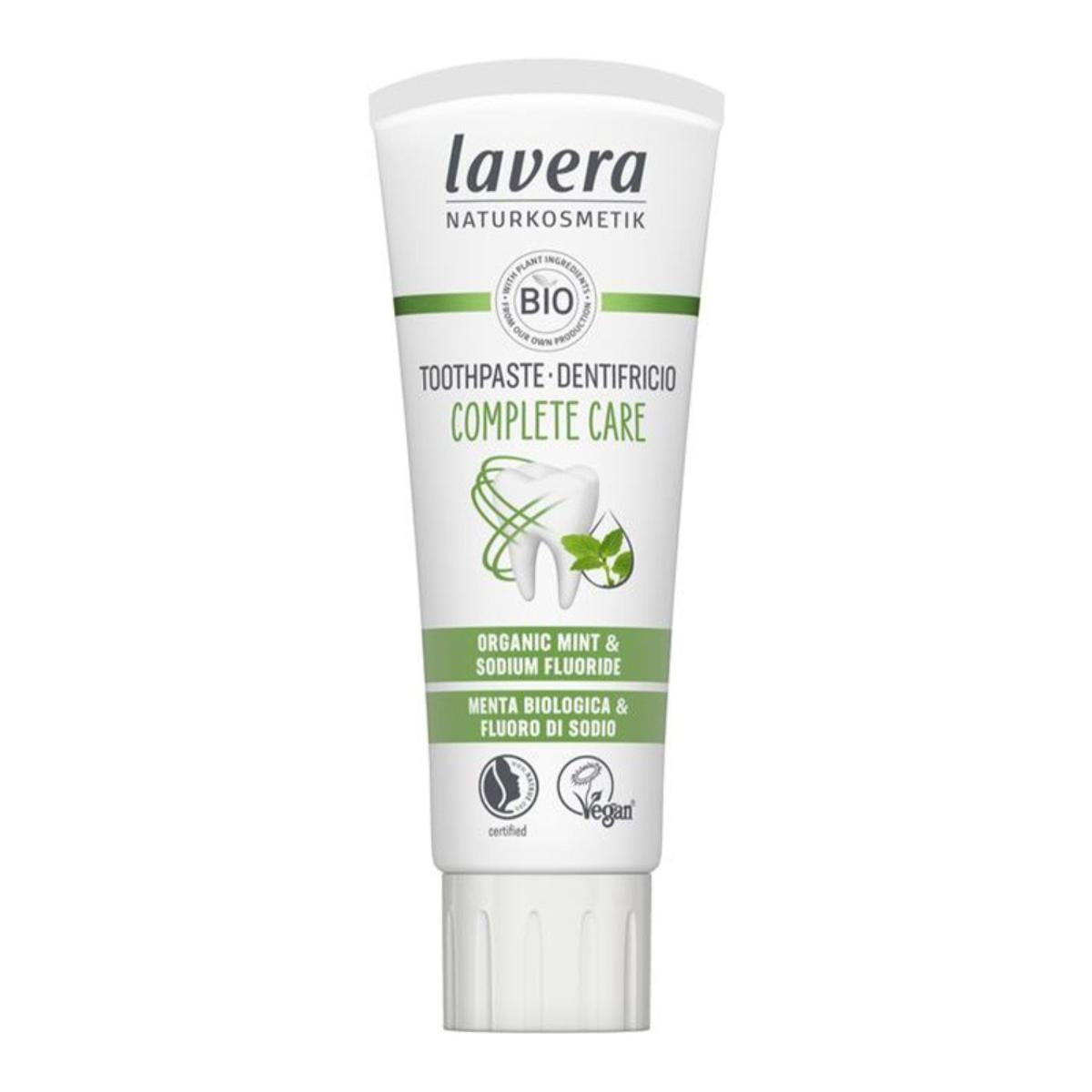 Dentifrico cuidado completo con fluor menta BIO & fluoruro de sodio, Lavera 75 ml
