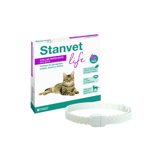 Stangest Collar Stanvet Life Gatos Collar Repelente para gatos contra garrapatas, pulgas, ácaros y piojos 37 cm