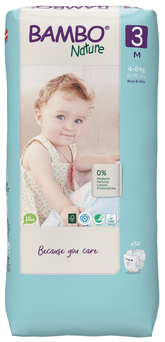 Pañal T3 midi (4-8Kg)  Bambo Nature 52 uds