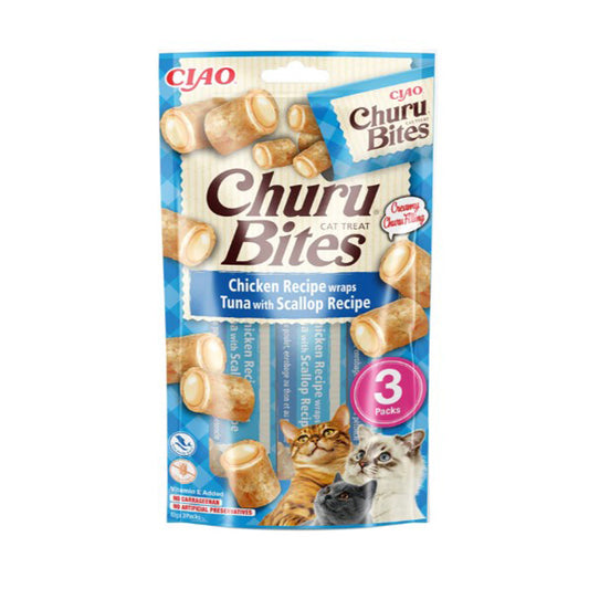 Churu Cat Bites receta de atún con vieira Snack para gatos 30 g