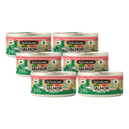 Pack Lata de Salmón y Ternera BARF para gatos 6x120 g Wild Balance