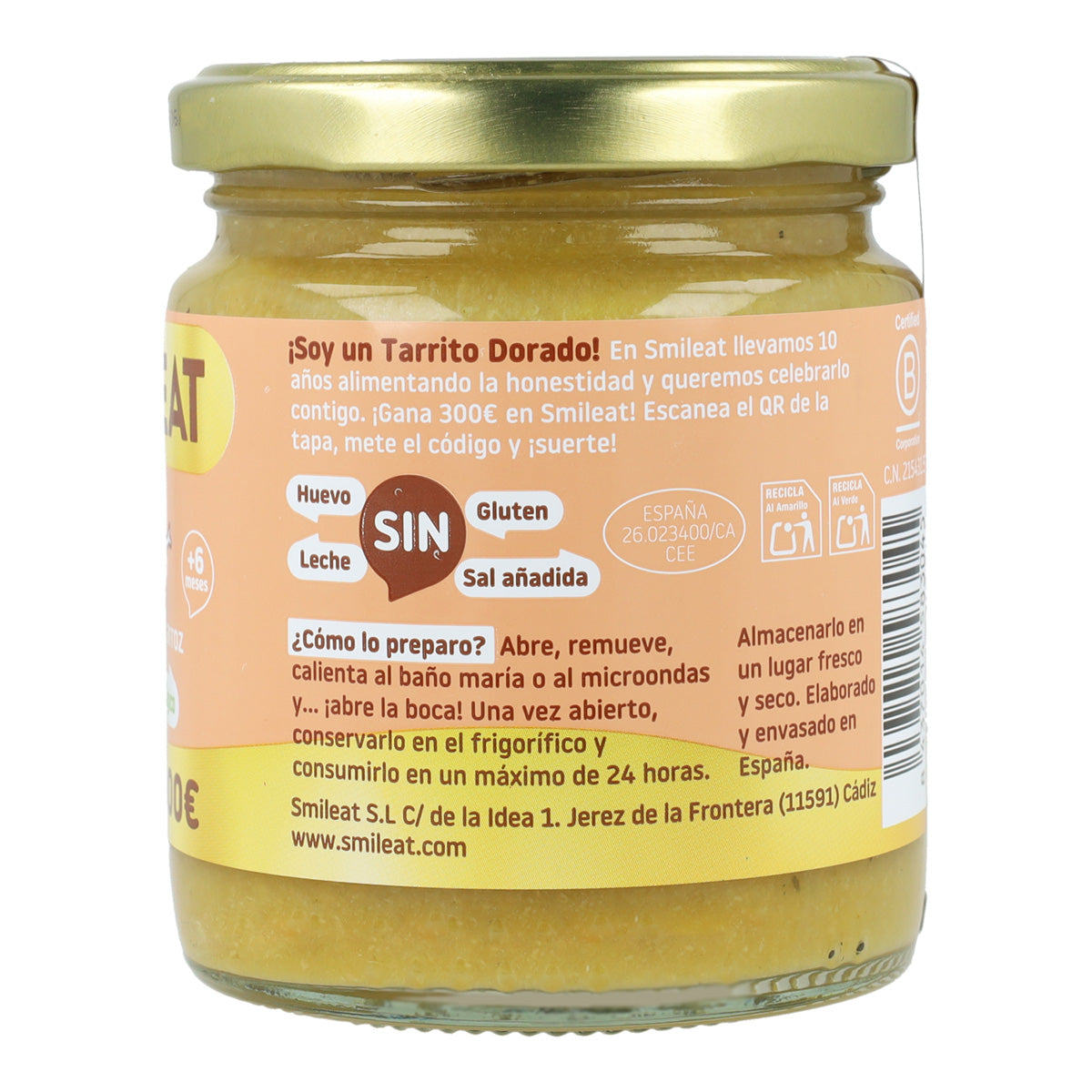 Pack 12x Tarrito BIO pollo con arroz +6 meses Smileat, 230g