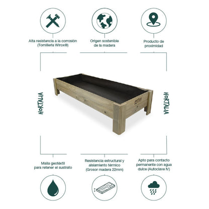 Mesa de cultivo baja Gardenbrico XL40 Hortalia 220 L