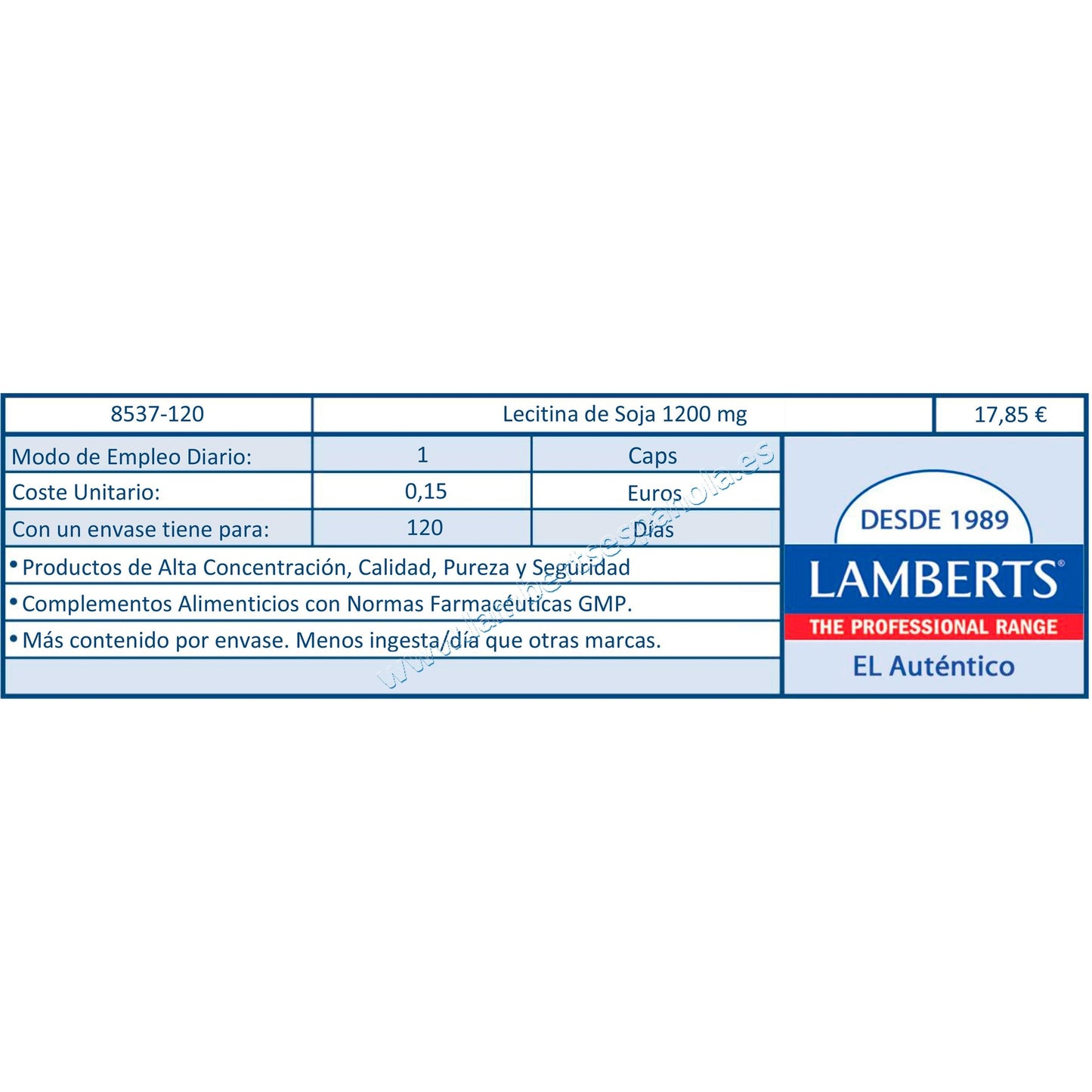 Lecitina de Soja 120 cápsulas de 1200mg