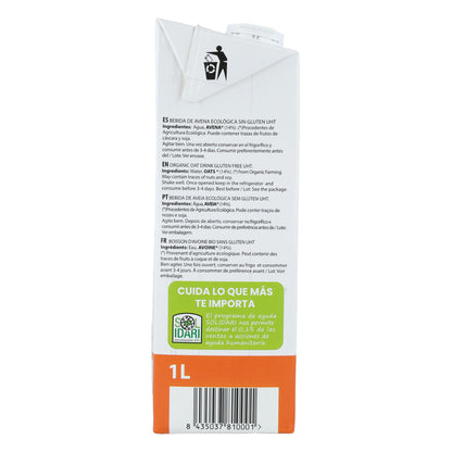Bebida de Avena Sin Gluten Bio Sol Natural 1 L