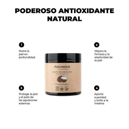 Aceite de coco BIO 100% puro Arganour 250ml