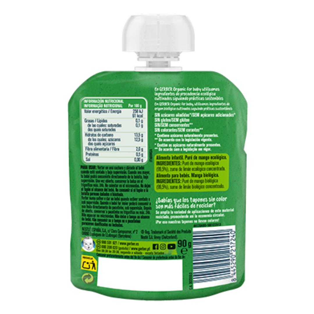 Bolsita puré de fruta ecológica para bebés sabor Mango Gerber 90 g