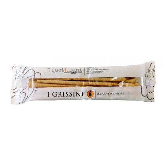 Grissini. Palitos de pan al aceite de oliva virgen extra con aceitunas  il quotidiani 200g