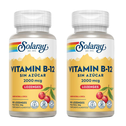 Pack 2x Vitamina B12 2000 Mcg Sublingulal Solaray 90 comprimidos
