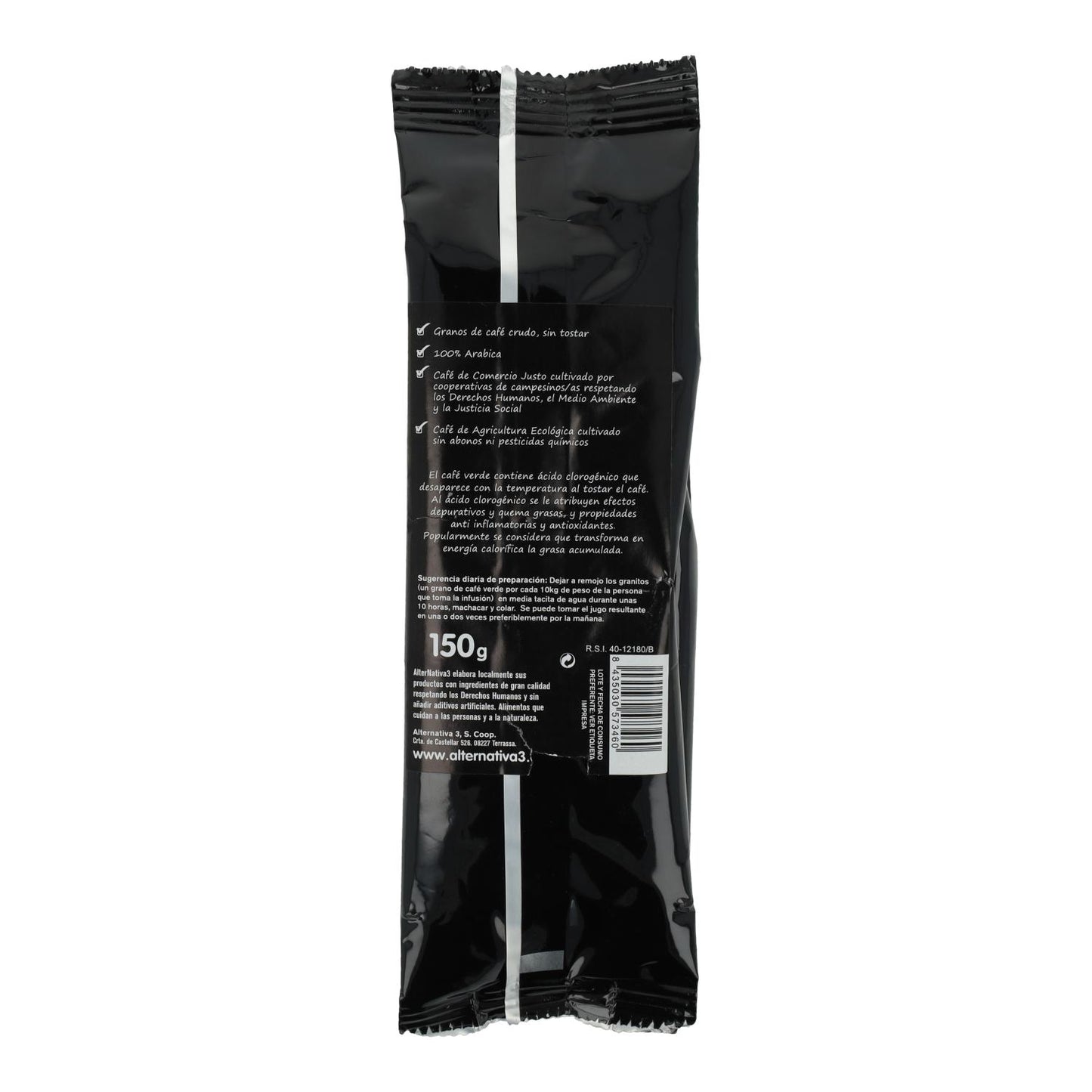 Granos de Café Verde ecológico Alternativa, 150 g