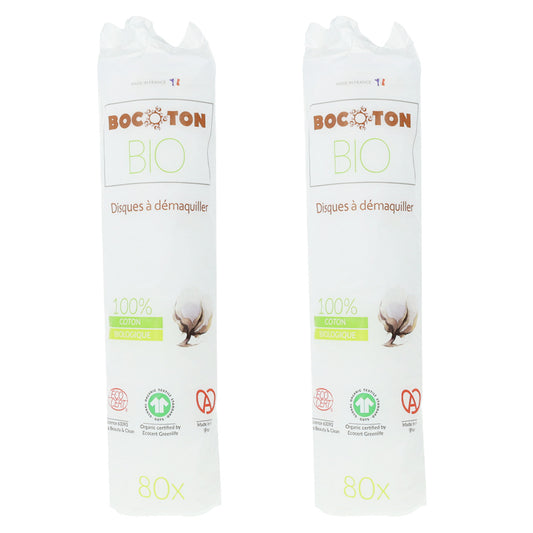Pack PROMO 2x Discos desmaquillantes algodón Bio Bocoton 80 discos