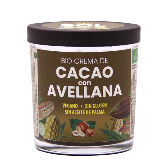Crema Vegana de Cacao con Avellanas Bio Sol Natural 200 g