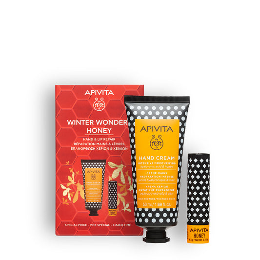 Cofre Navidad Crema de manos con miel + Cuidado labial, Apivita, 4,4 gr