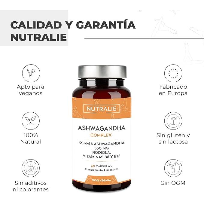 Pack 2x Nutralie Ashwagandha con vitamina B6 y B12, 60 Cápsulas