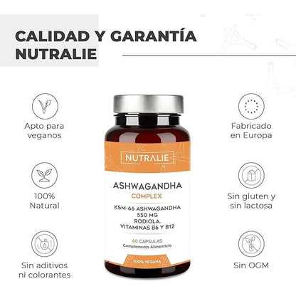 Pack 2x Nutralie Ashwagandha con vitamina B6 y B12, 60 Cápsulas