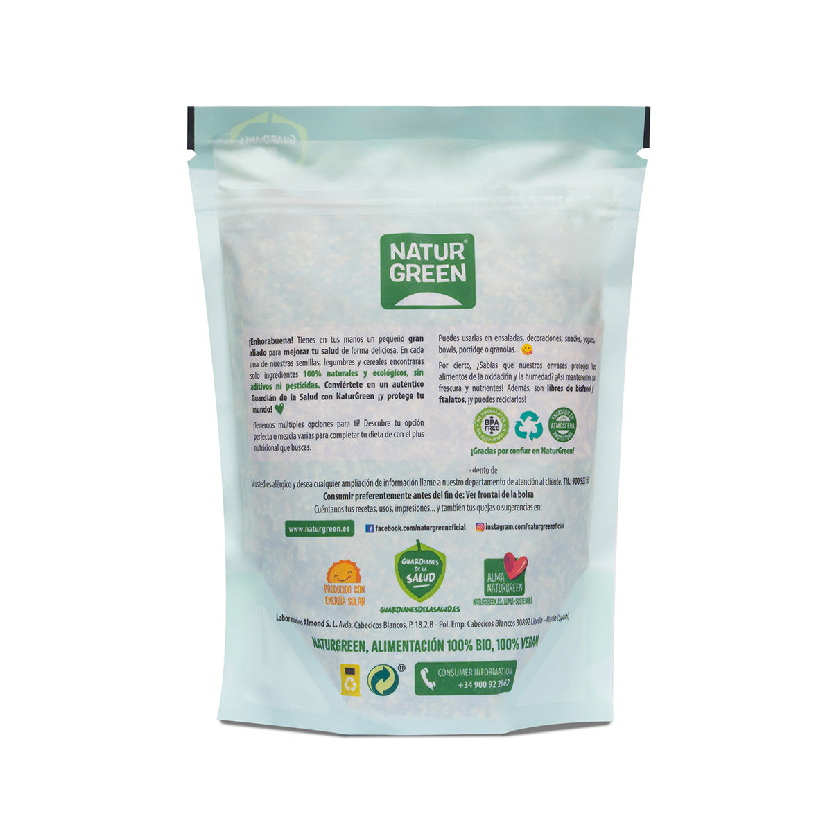 Mezcla 6 Semillas Ensalada, NaturGreen, 450g