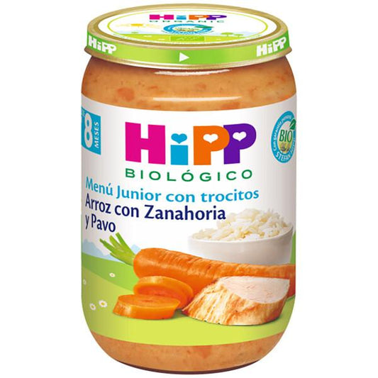 Tarrito de arroz con zanahoria y pavo bio +8 meses HiPP 220 g