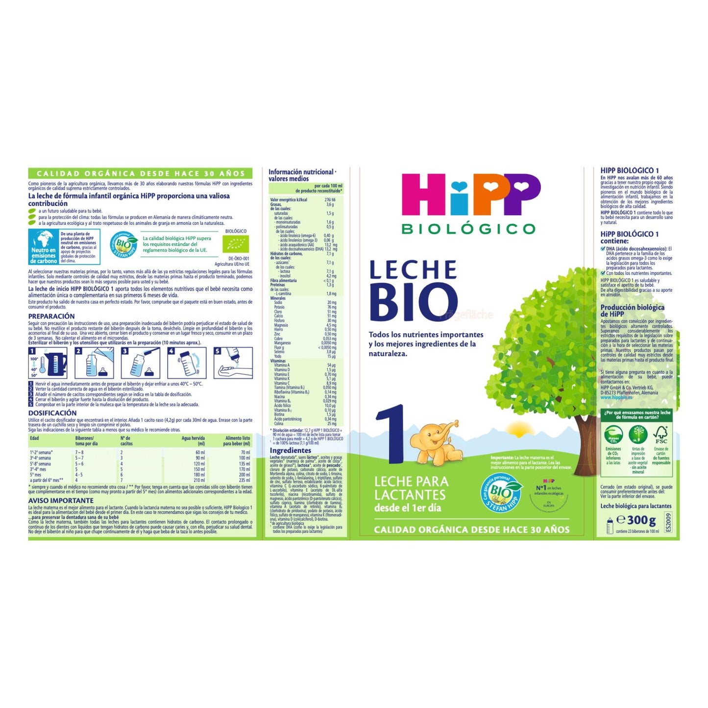 Pack x 2 Leche de inicio 1 bio 0-6 meses HiPP 300 g