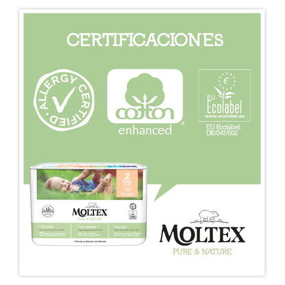 Pañales  T2 (3-6 kg) Moltex Pure & Nature, 36 Uds