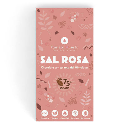 Tableta chocolate 75% con sal rosa del Himalaya ECO Planeta Huerto 70 g