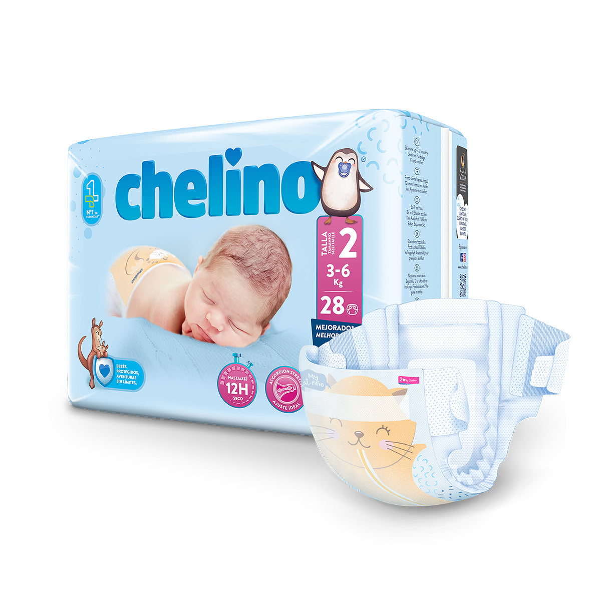 CHELINO PAÑAL T2 Recién Nacido (3-6Kg) 28 uds
