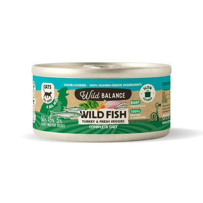 Lata de Pescado y Pavo BARF para gatos Wild Balance 120 gr