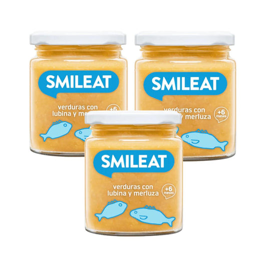 PROMO 3x Tarrito BIO Verduras con lubina y merluza Smileat, 230g