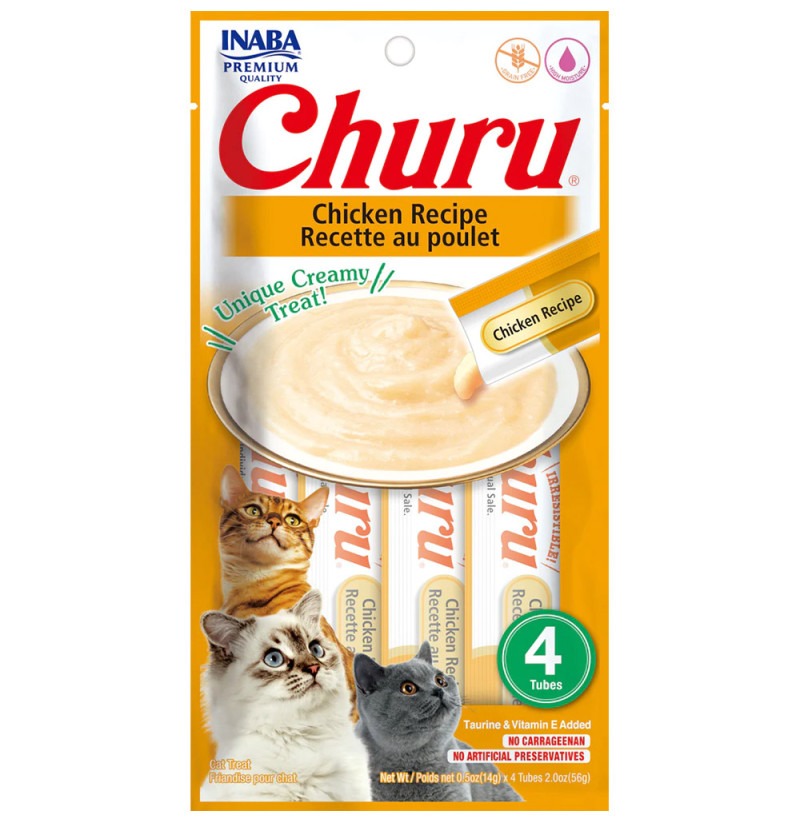 Churu receta de pollo Snack cremoso para gatos 4x14 g