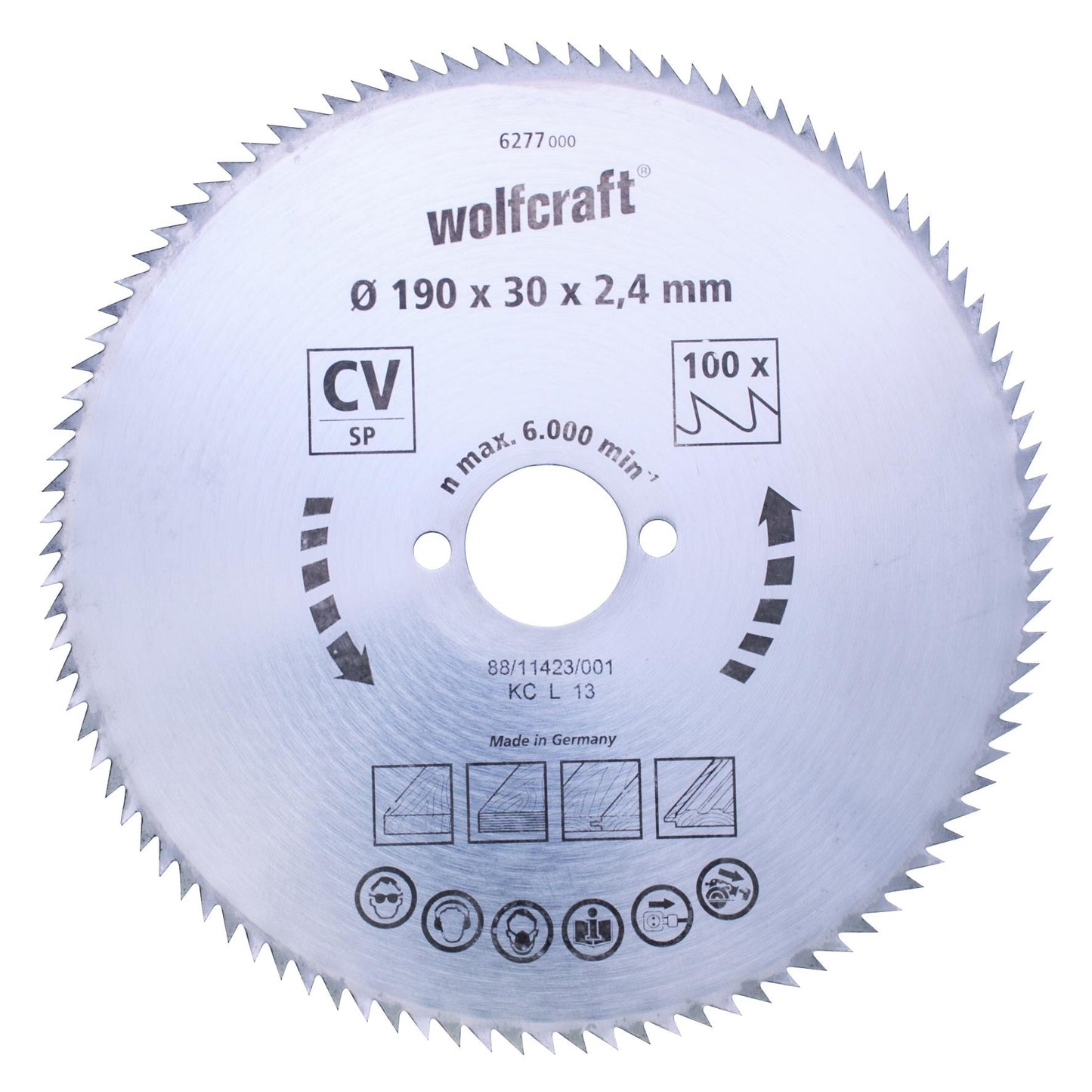 Discos de sierra circular cortes finos Wolfcraft 190 x 16 mm 100 dientes