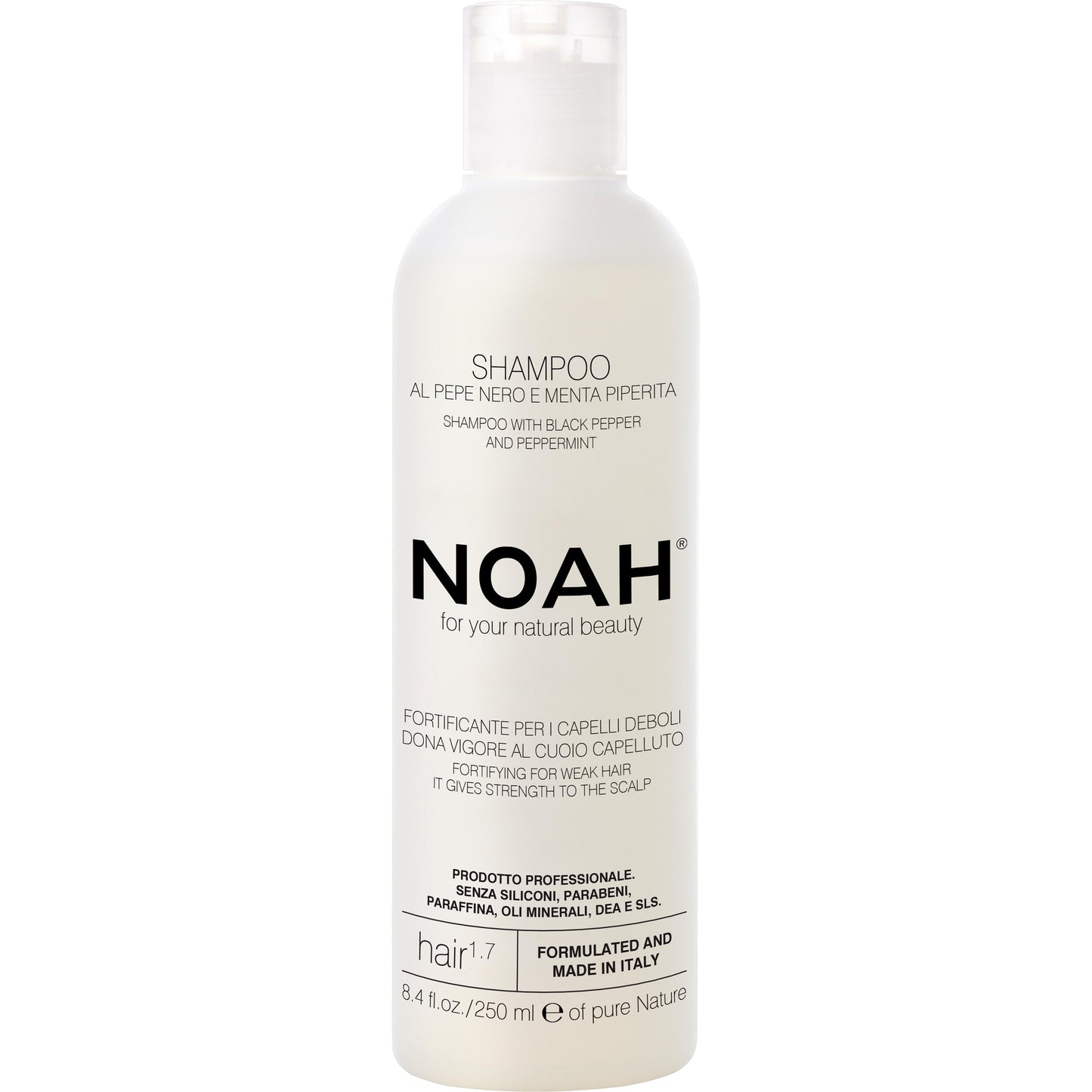 Champú fortalecedor con pimienta negra y menta piperita 1.7 Noah 250 ml