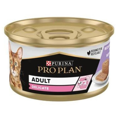 Pro Plan gato lata adulto Delicate Mousse rico en pavo Purina 85g