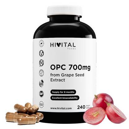 OPC semilla de uva 700 mg Hivital 240 cápsulas veganas