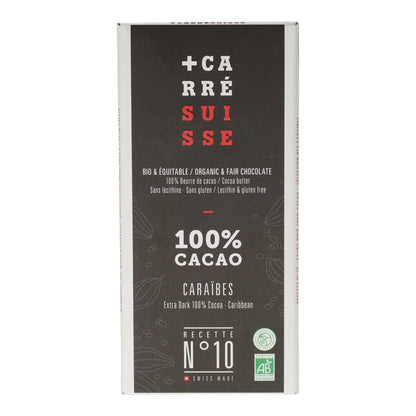 Tableta Chocolate Negro 100% Caribe Chocolates Carré Suisse 80 g