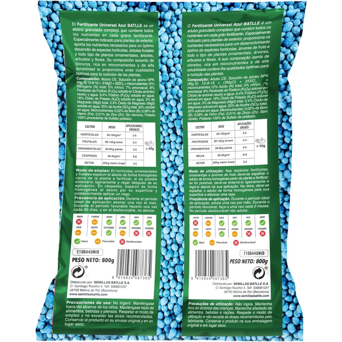 Fertilizante Universal Azul Batlle 800 g