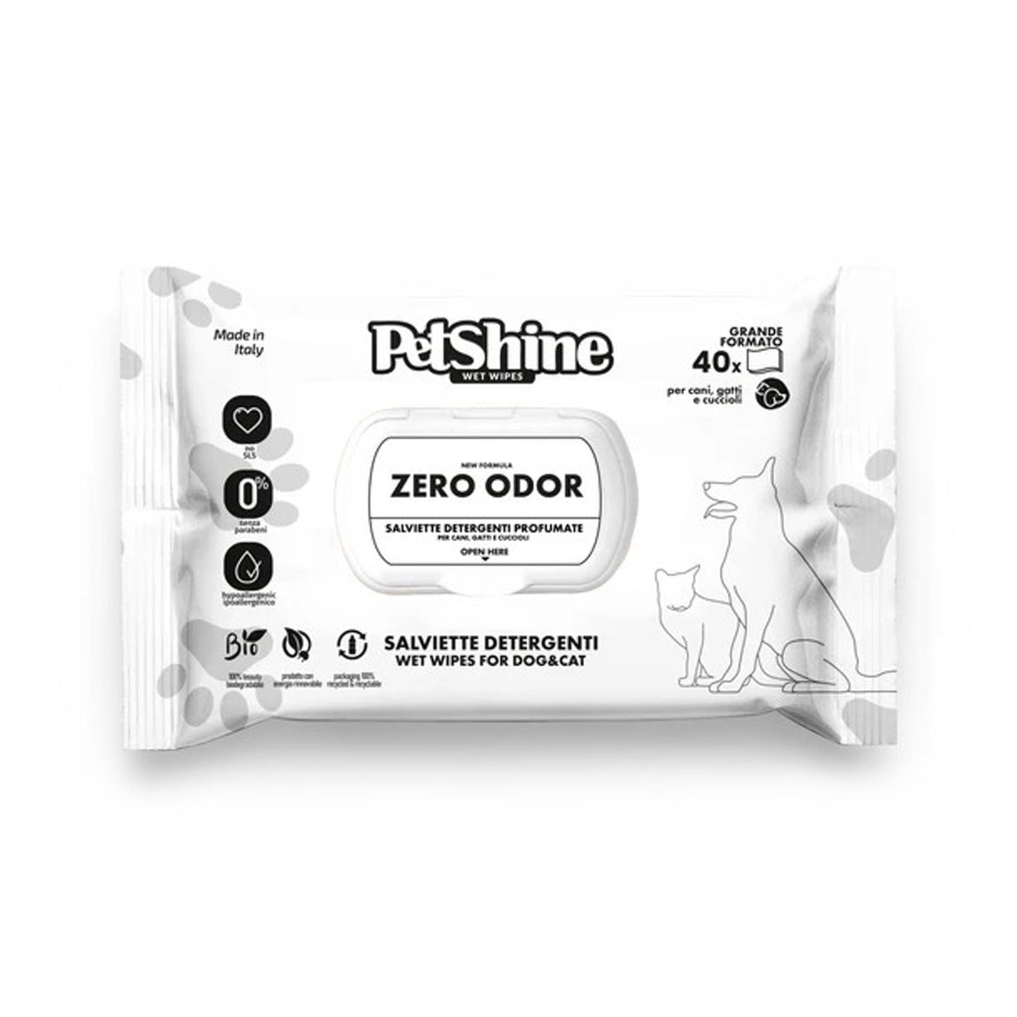 Toallitas Higiene Perro/Gato No-Odor Porrini 40 uds
