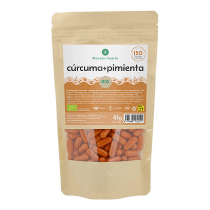 Cúrcuma + Pimienta BIO Planeta Huerto 150 cápsulas