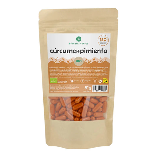 Cúrcuma + Pimienta BIO Planeta Huerto 150 cápsulas