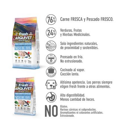 Fresh Senior Light Turkey & White  Arquivet 2,5 Kg Alimento semihúmedo para perros