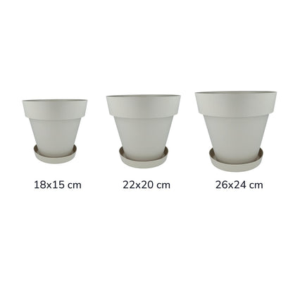 Pack maceta con plato color crudo Tes 22 x 20 cm