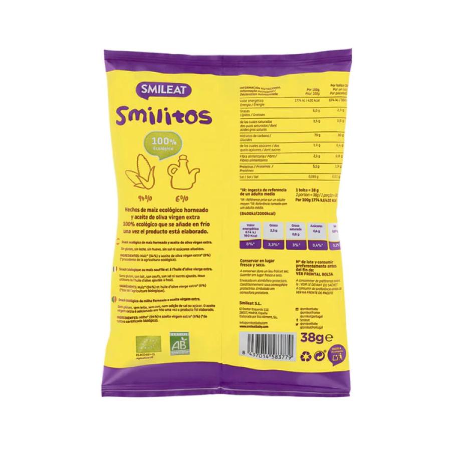 Pack 2 uds Smilitos, gusanitos de maíz ecológico Smileat, 38g