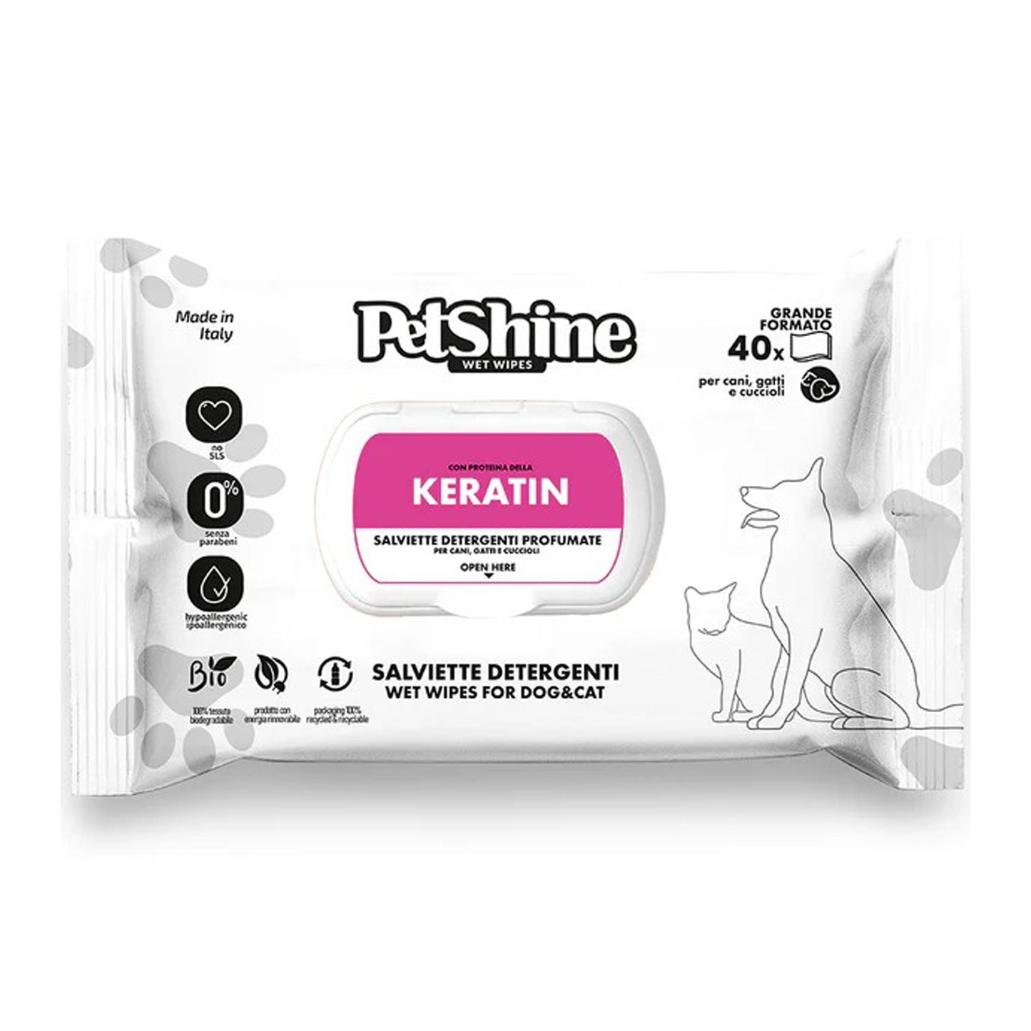 Toallitas Higiene Perro/Gato Keratin Porrini 40 uds