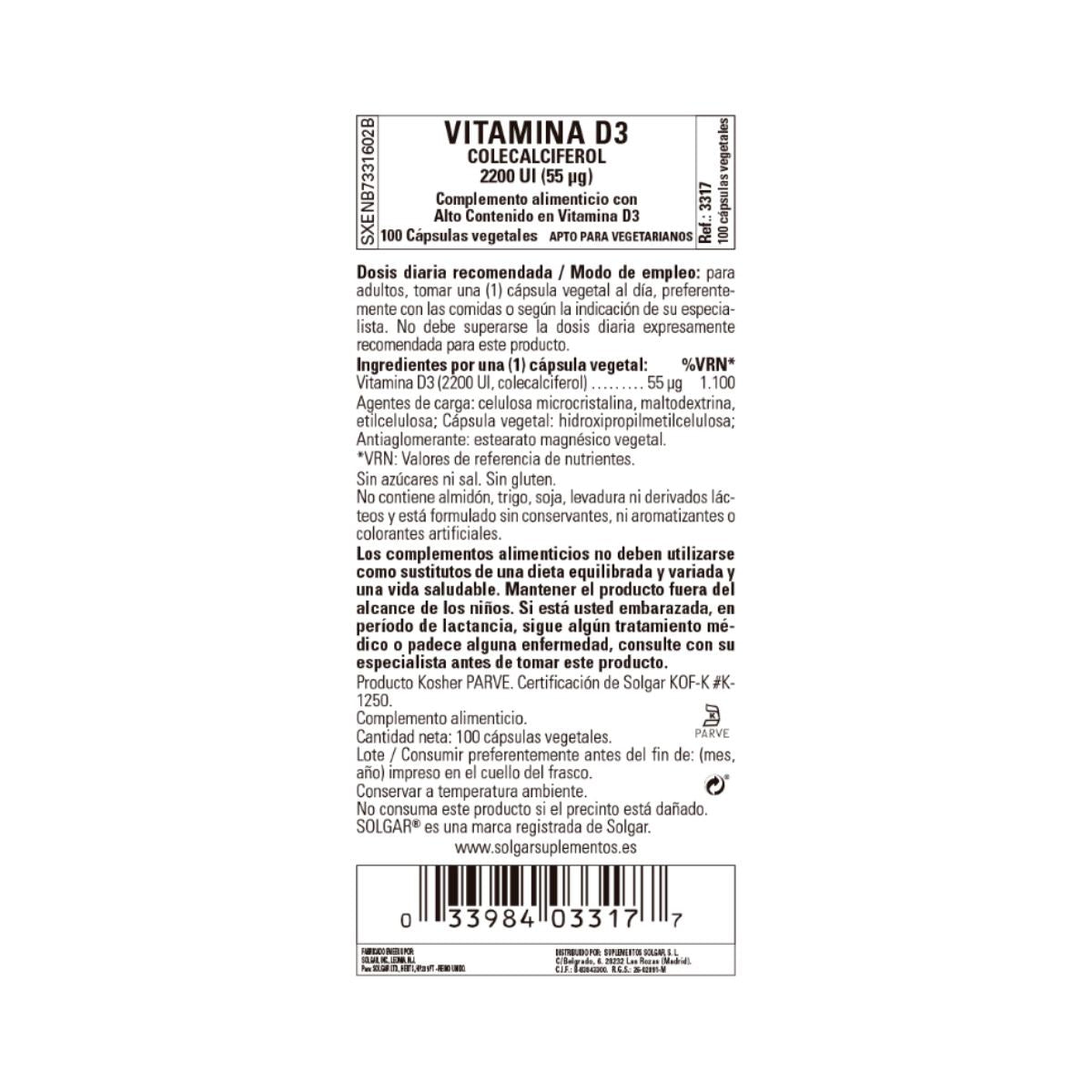 Vitamina D3  2200 UI