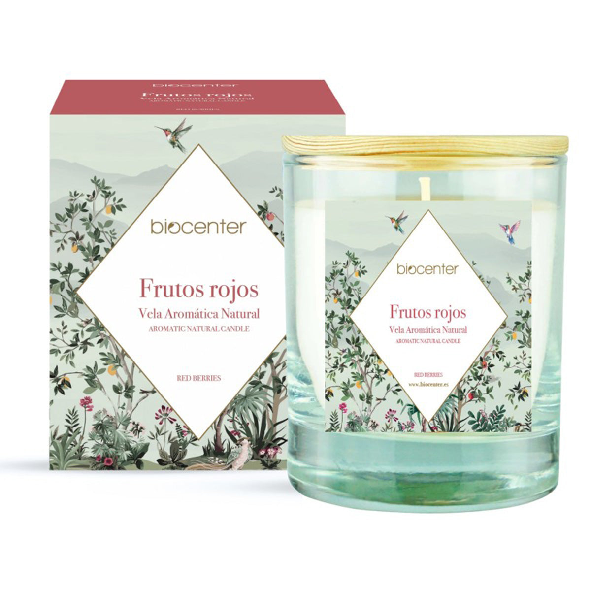 Vela natural Frutos rojos - cera vegetal y aceites esenciales, Biocenter, 200 gr