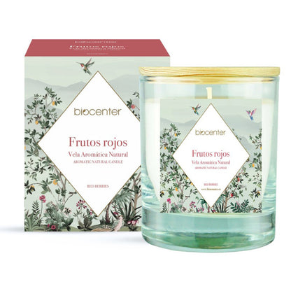 Vela natural Frutos rojos - cera vegetal y aceites esenciales, Biocenter, 200 gr