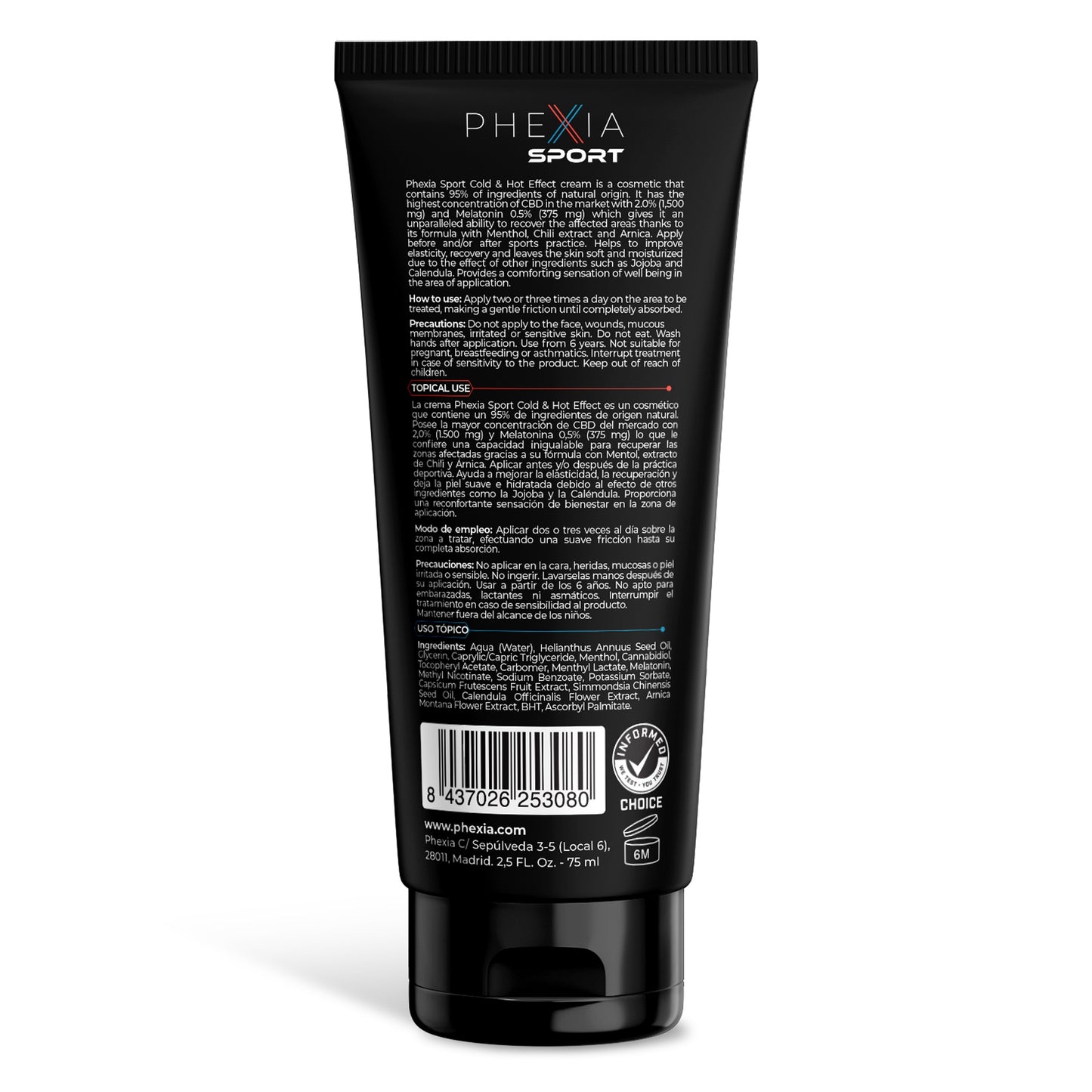 CBD y Melatonina Efecto Frío-Calor Mayday, Phexia, 75 ml