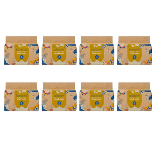 ECOBOOM - Pañal Ecológico de BAMBÚ Eco Boom. 70% Biodegradable, Hipoalergénico (TALLA 2/S, 3-8 KG, PACK 8 BOLSAS, TOTAL 288 PAÑALES)