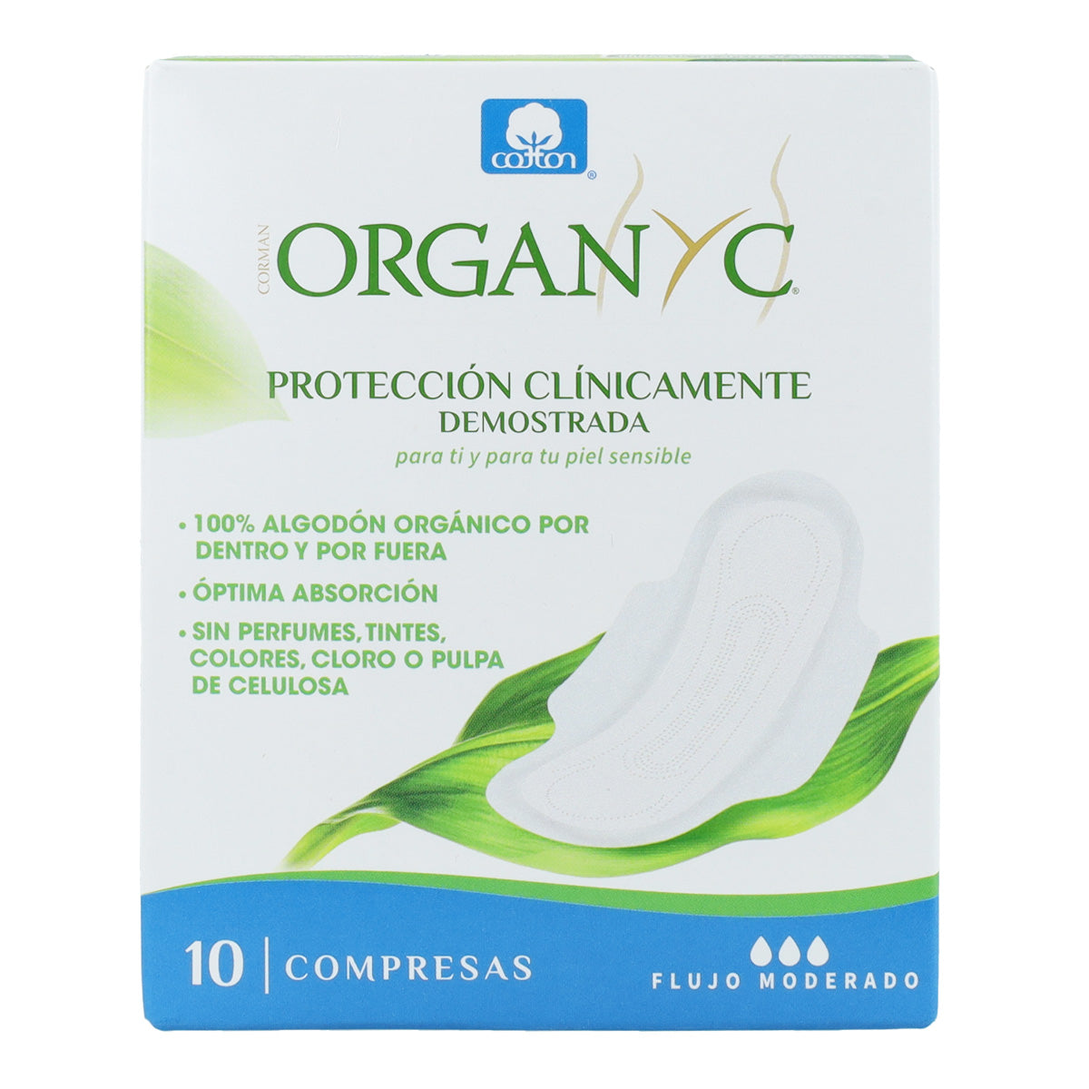 Compresas Día con Alas en bolsa individual Organyc 10 Uds