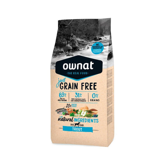 Pienso Just Grain Free Trucha para todas razas perro Ownat 3 Kg