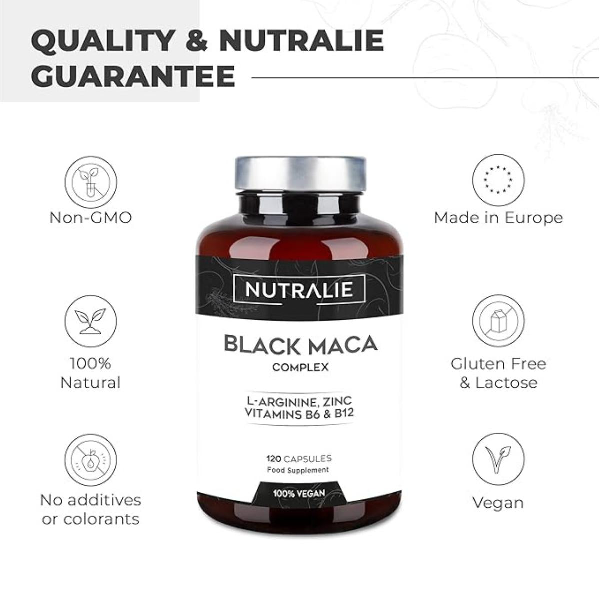 Pack 2x Nutralie Maca negra andina complex + vitaminas B6 + B12, 120 cápsulas